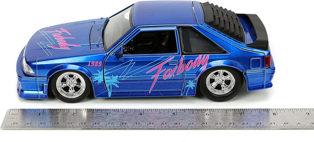 Jada Toys I Love The 80’s 1:24 1989 Ford Mustang GT Die-Cast Car, Toys for Kids and Adults, Blue
