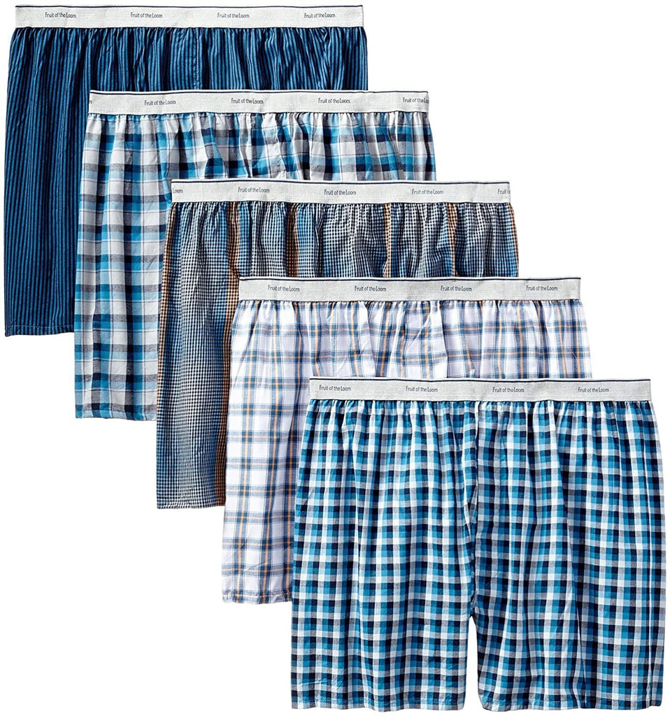 Fruit of the Loom 5-Pack Men's Exposed Waistband Woven Fashion Boxers 5P550 (XX-Large)