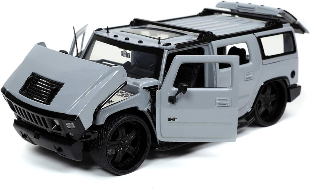 Jada Toys Just Trucks 1:24 2003 Hummer H2 with Rack Die-cast Car Grey, Toys for Kids and Adults, 32310