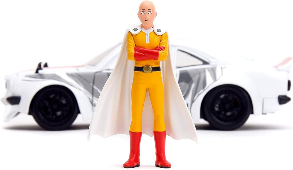One Punch Man 1:24 1974 Mazda RX-3 Die-cast Car & 2.75" Saitama Figure, Toys for Kids and Adults