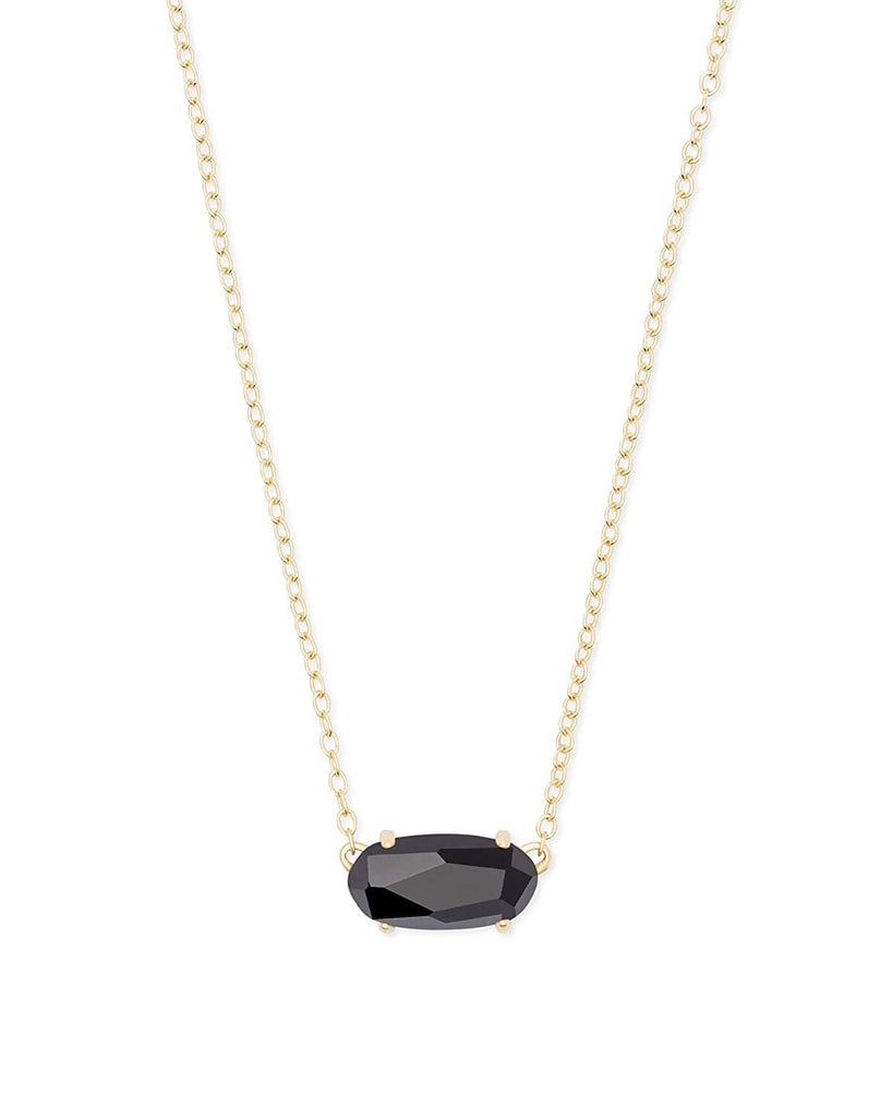 Kendra Scott Ever Gold Pendant Necklace in Black Opaque Glass