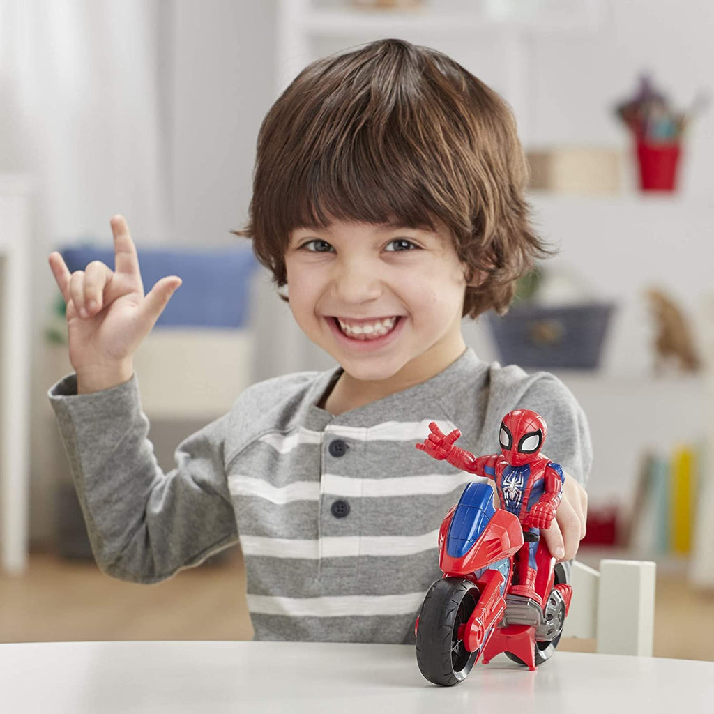 Playskool Heroes Marvel Super Hero Adventures Spider-Man Swingin' Speeder, 5 Inch Figure and Motorcycle Set, Toys for Kids Ages 3 and Up