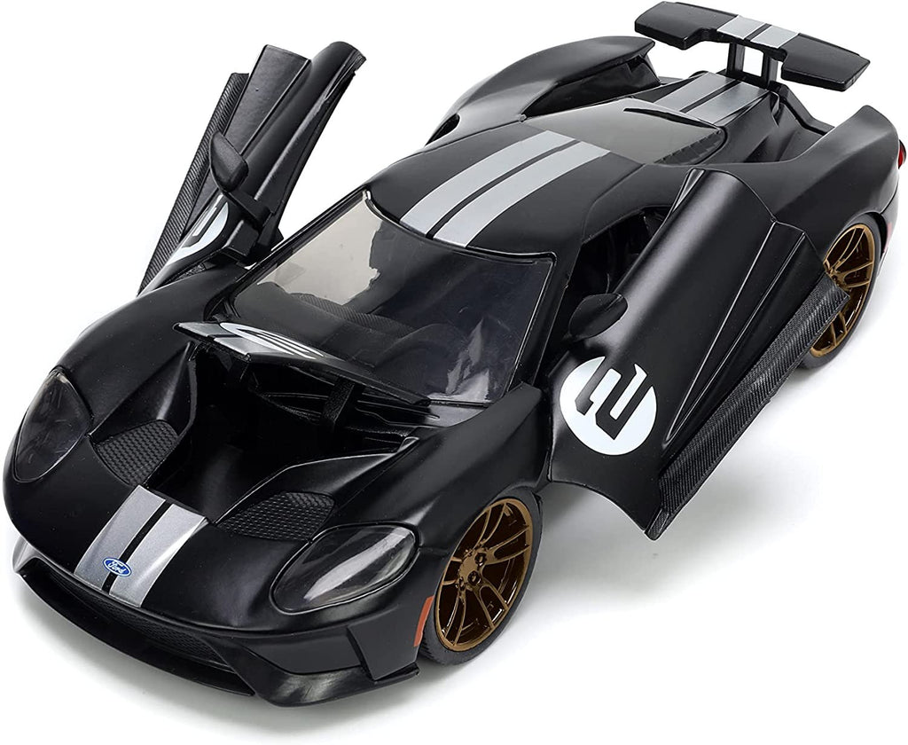 Jada Toys Big Time Muscle 1:24 2017 Ford GT Die-cast Car Black/White Stripes, Toys for Kids and Adults