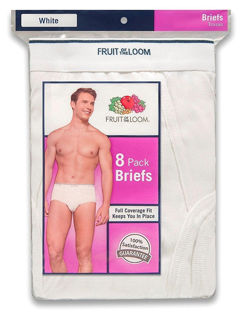 Fruit of the Loom Men's White Briefs 8-pack Sizes S-3XL
