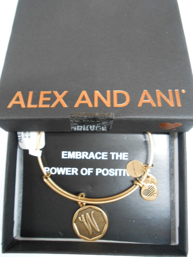 Alex and Ani INITIAL W Expandable Wire Bracelet Rafaelian Gold NWTB&C