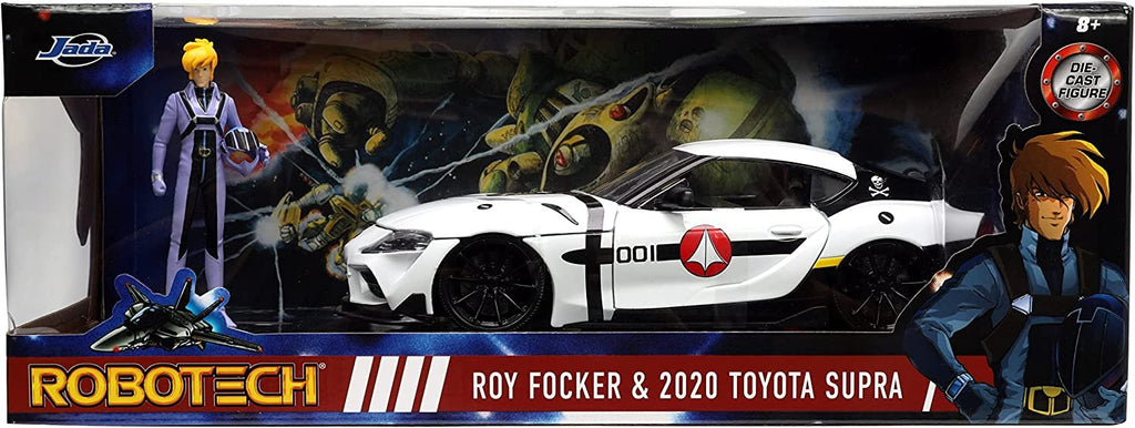 Robotech 1:24 2020 Toyota Supra Die-cast Car & 2.75" Roy Focker Figure, Toys for Kids and Adults