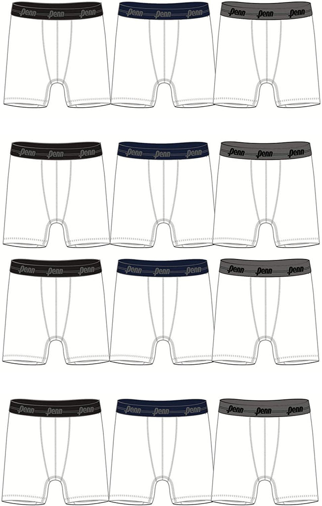 Penn Mens Performance Boxer Briefs - 12-Pack Athletic Fit Breathable Tagless Underwear