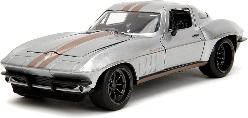 Big Time Muscle 1:24 1966 Chevrolet Corvette Stingray Die-Cast Car, Toys for Kids and Adults(Silver)