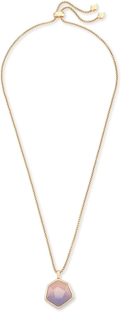 Kendra Scott Vanessa Rose Gold Long Pendant Necklace in Peach Ombre