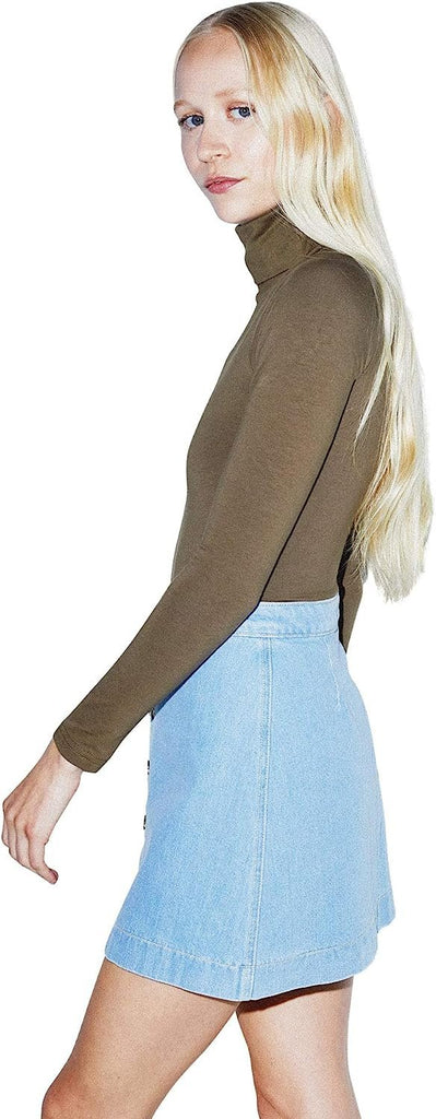 American Apparel Women's Denim Button Front A-line Mini Skirt