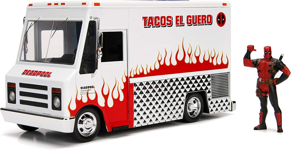 Marvel Deadpool & Taco Truck Die-cast Car, 1:24 Scale Vehicle, 2.75Collectible Figurine