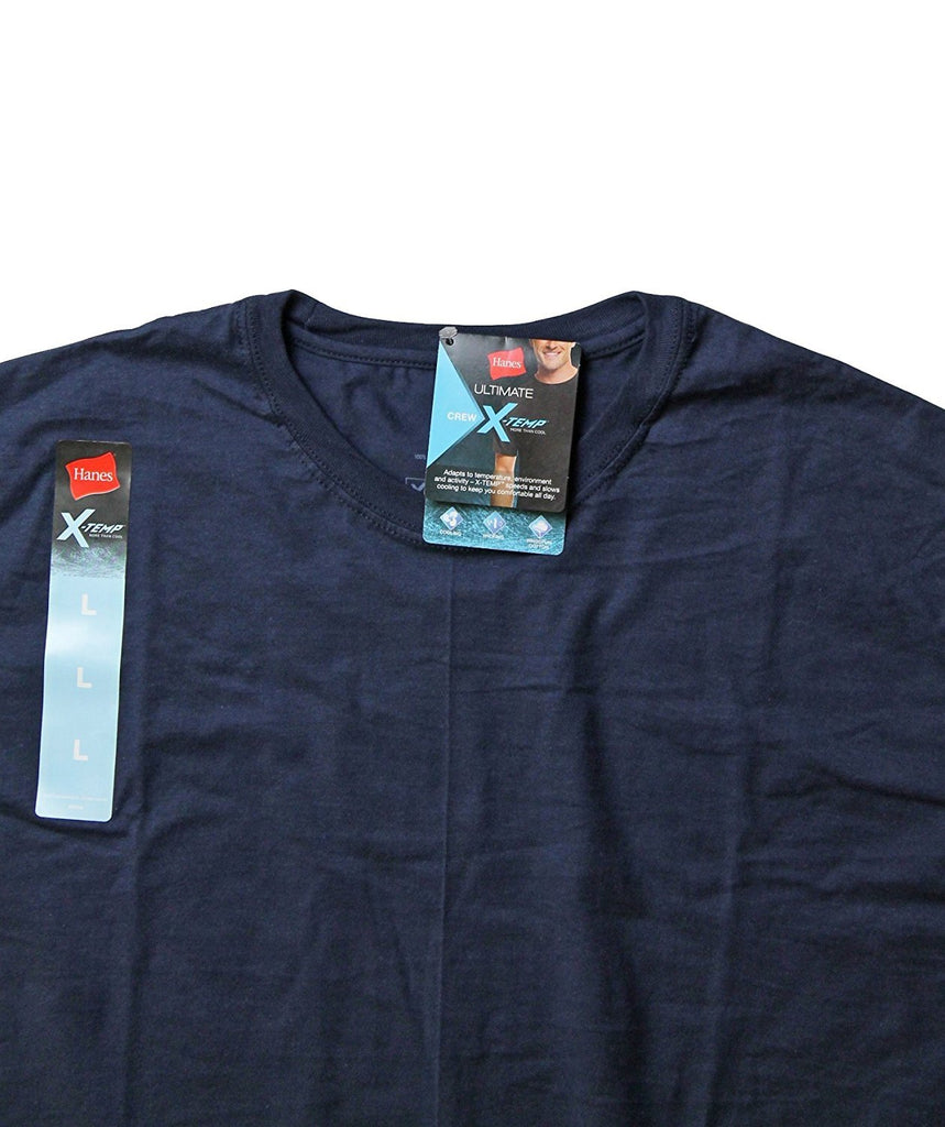 Hanes Mens X-Temp Ultimate Crew Undershirt - 6 Pack (Medium, Navy)