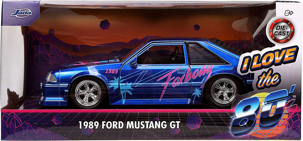 Jada Toys I Love The 80’s 1:24 1989 Ford Mustang GT Die-Cast Car, Toys for Kids and Adults, Blue