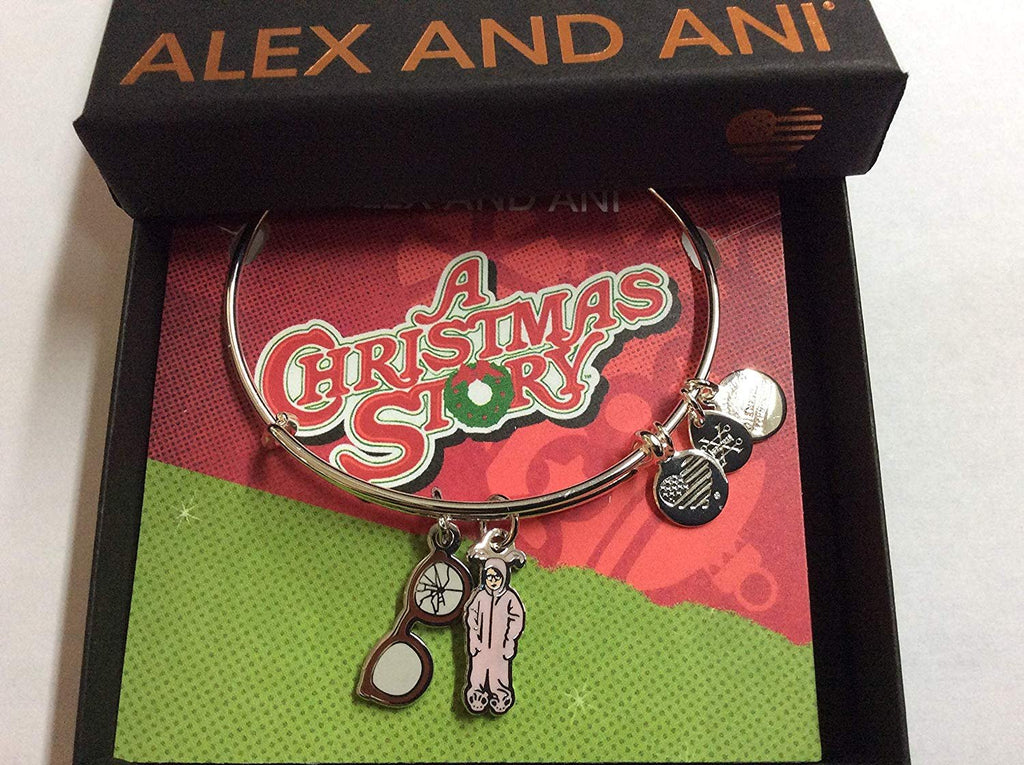 Alex and Ani Color Infusion, A Christmas Story You'll Shoot Your Eye Out Duo Charm Bangle Bracelet Shiny Silver One Size