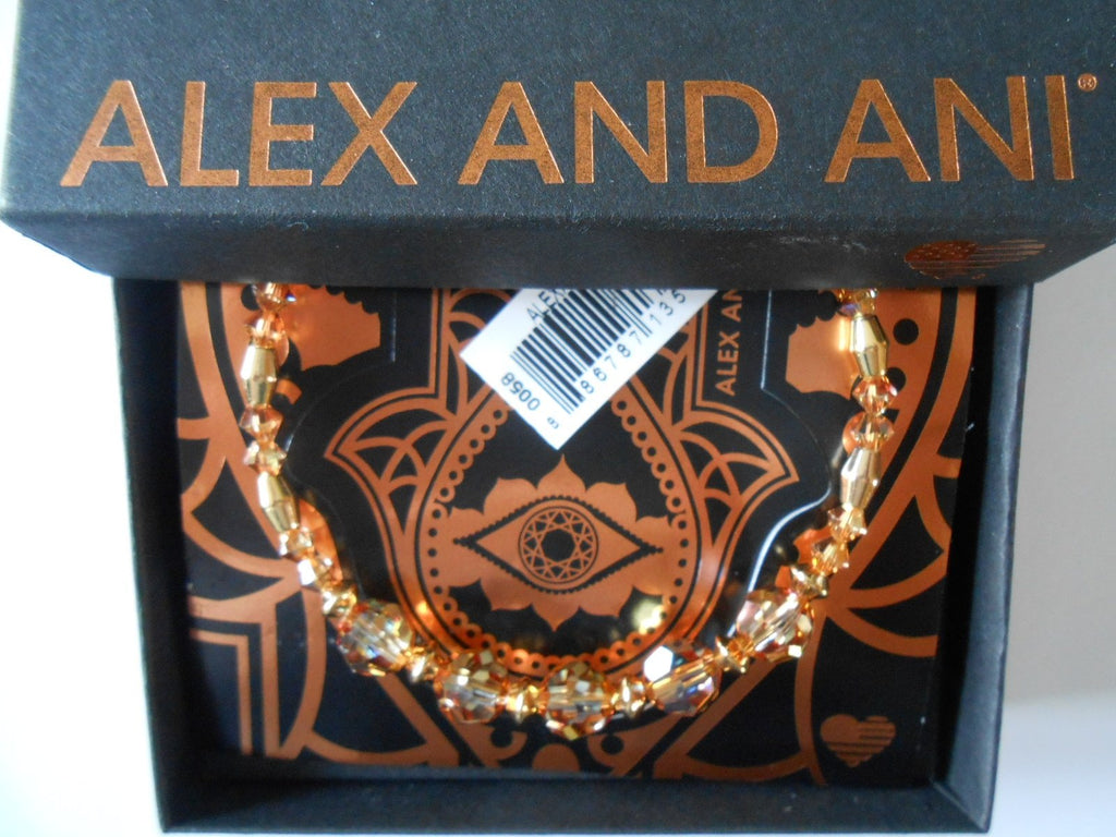 Alex and Ani Swarovski Crystal Beaded, Glow II Bangle Bracelet- Shiny Gold
