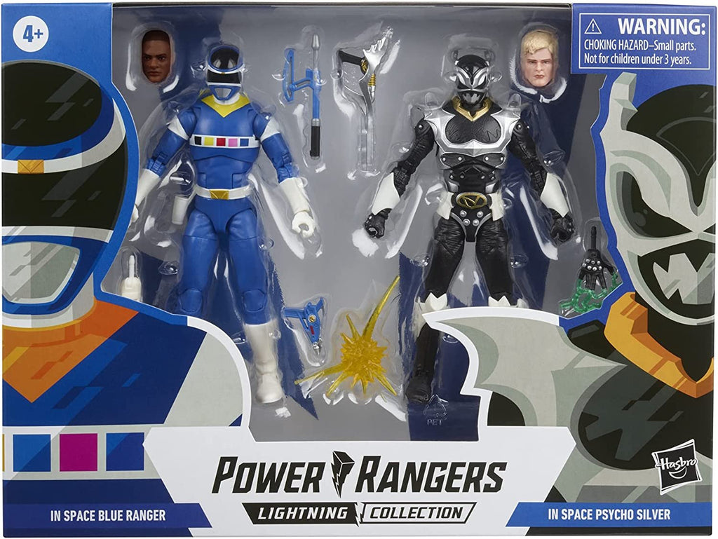 Power Rangers Lightning Collection in Space Blue Ranger Vs. Silver Psycho Ranger 2-Pack 6-Inch Premium Collectible Action Figure Toys