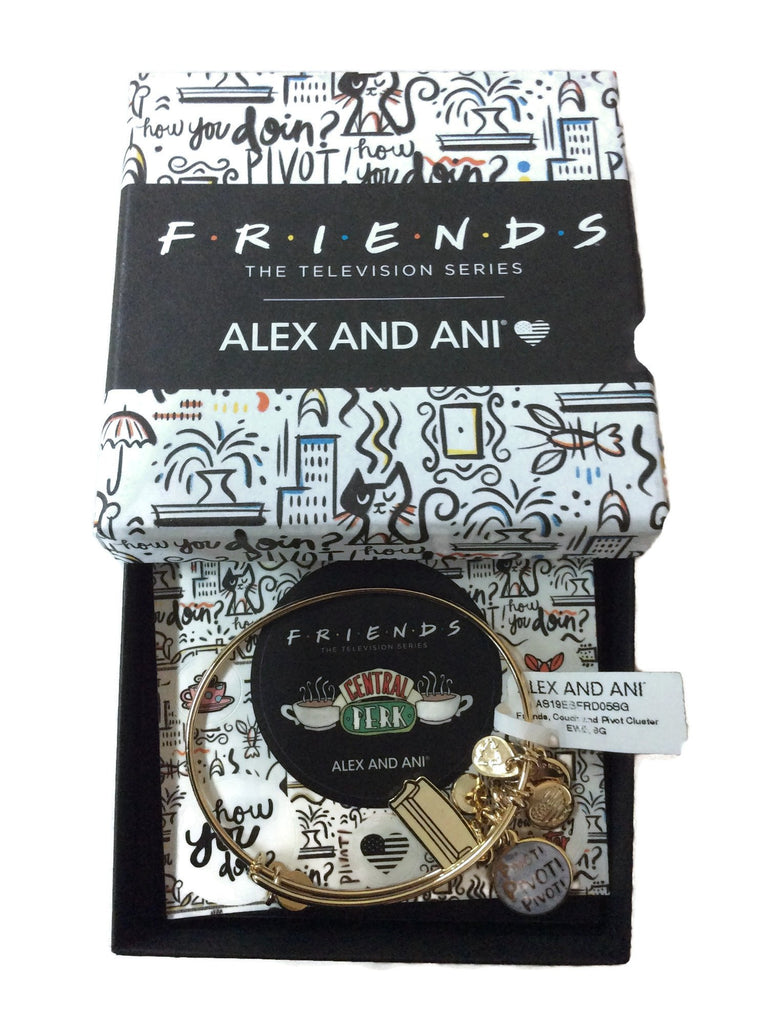 Alex and Ani Friends Couch and Pivot Cluster Bangle Bracelet Shiny Gold New with Tag Box and Card