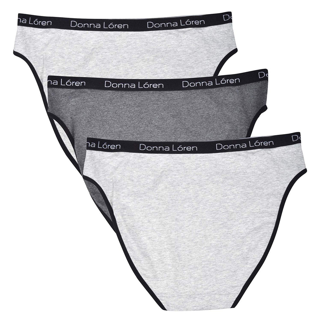 Donna L'oren Women's Hi-Cut Briefs 3-Pack Printed Waistband Panties S-XL