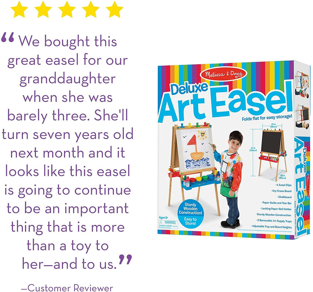 Melissa & Doug Deluxe Standing Art Easel - Dry-Erase Board, Chalkboard