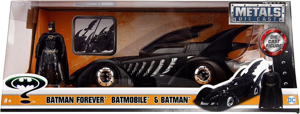 Jada Toys DC Comics Batman Forever Batmobile & Batman Figure 1:24 Die - Cast Vehicle with Figure Matte Black