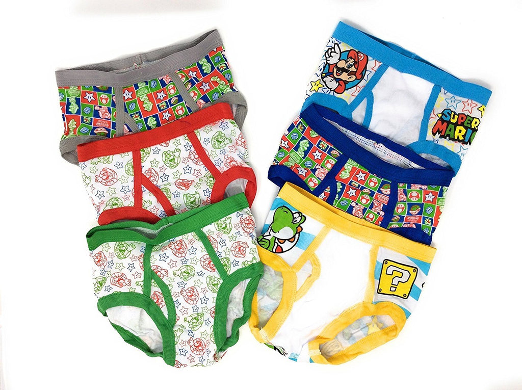 Super Mario Bros 6-Pack Boys Briefs Underwear Mario Luigi Yoshi
