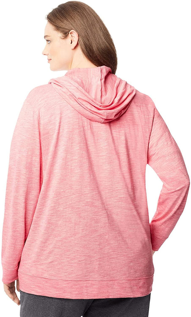Just My Size Women`s Plus-Size Slub Jersey Full-Zip Hoodie, J346, 1X, Black