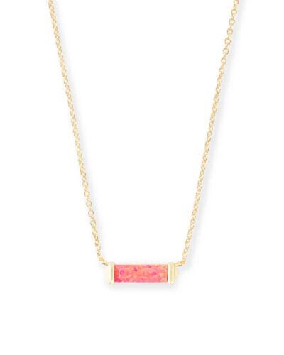 Kendra Scott Rufus Bar Pendant Necklace in Hot Pink Kyocera Opal and Gold