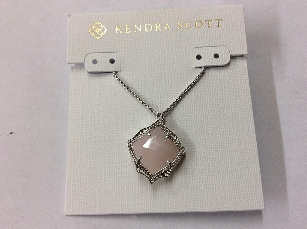 Kendra Scott Kacey Long Pendant Necklace in Silver and Rose Quartz