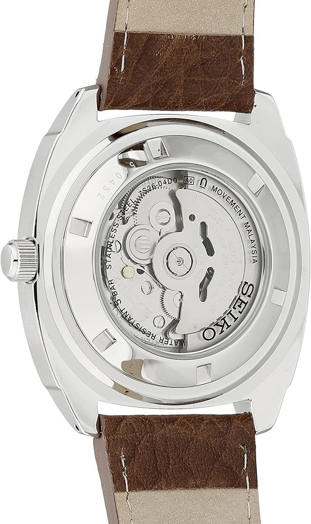 Seiko Men's SNKN37 Stainless Steel Automatic Self-Wind Watch with Brown Leather Band