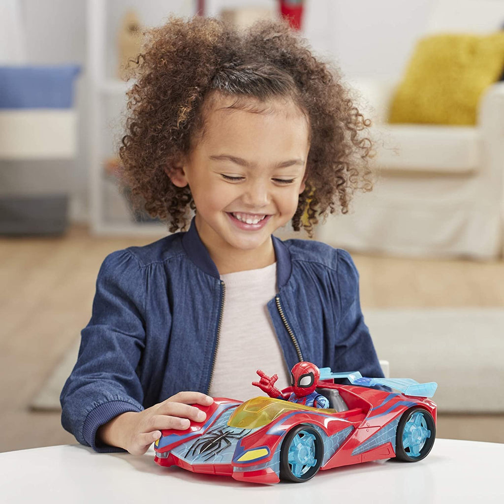 Super Hero Adventures Playskool Heroes Marvel Spider-Man Web Racer, 5-Inch Figure and Vehicle Set, Collectible Toys for Kids Ages 3 and Up