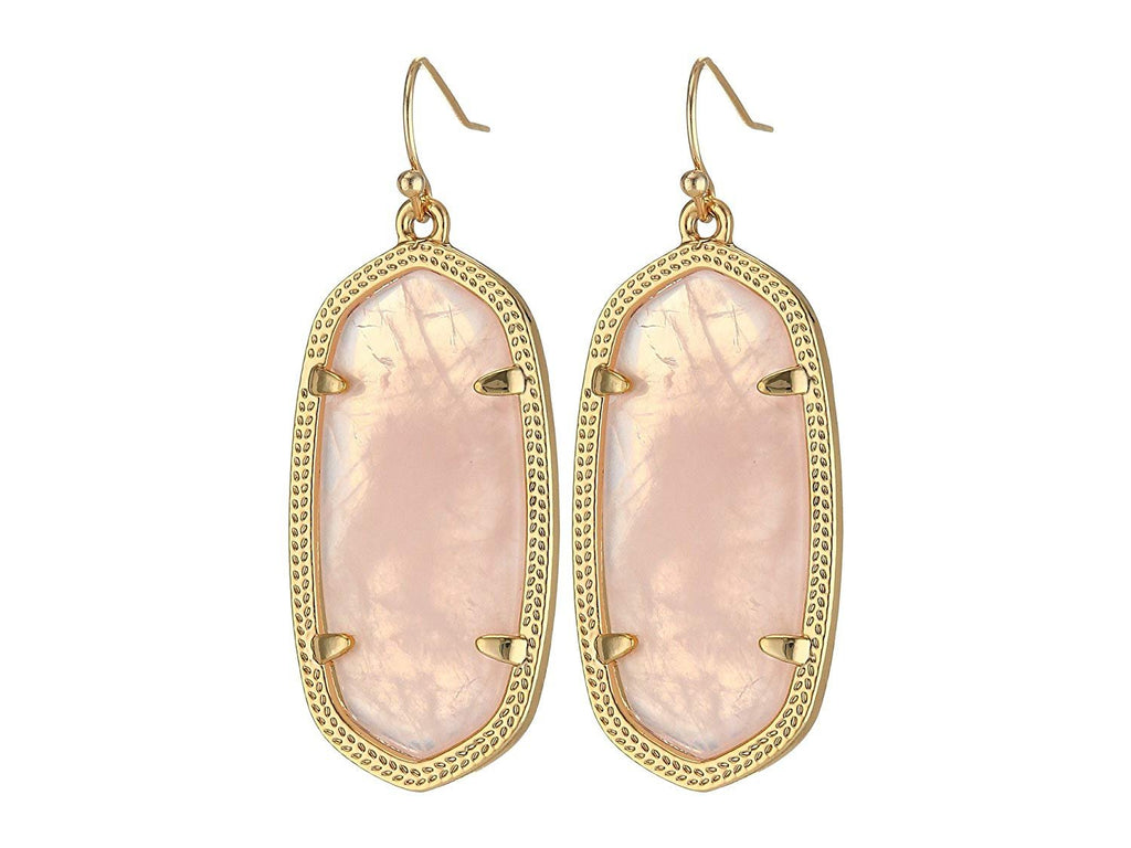 Kendra Scott Signature Elle Earrings in Gold Plated and Rose Quartz