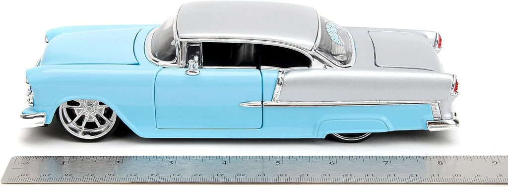 Big Time Muscle 1:24 1955 Chevrolet Bel-Air Die-Cast Car, Toys for Kids and Adults(Light Blue)