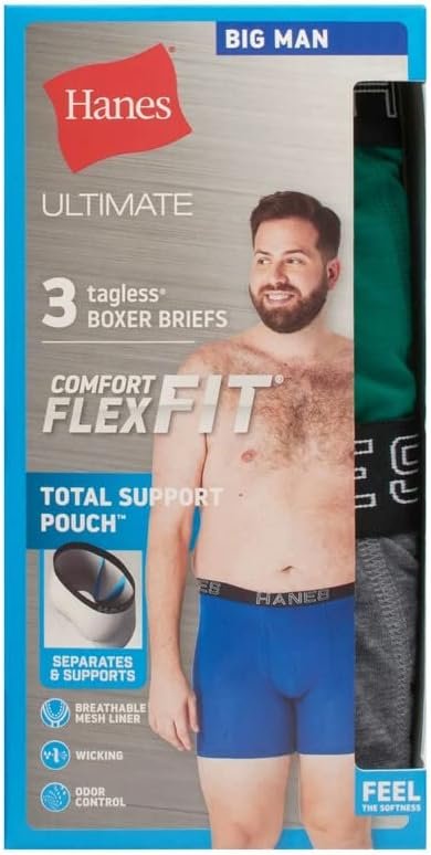 New hanes 3X mens tagless briefs underwear 3 pack odor control STRETCH