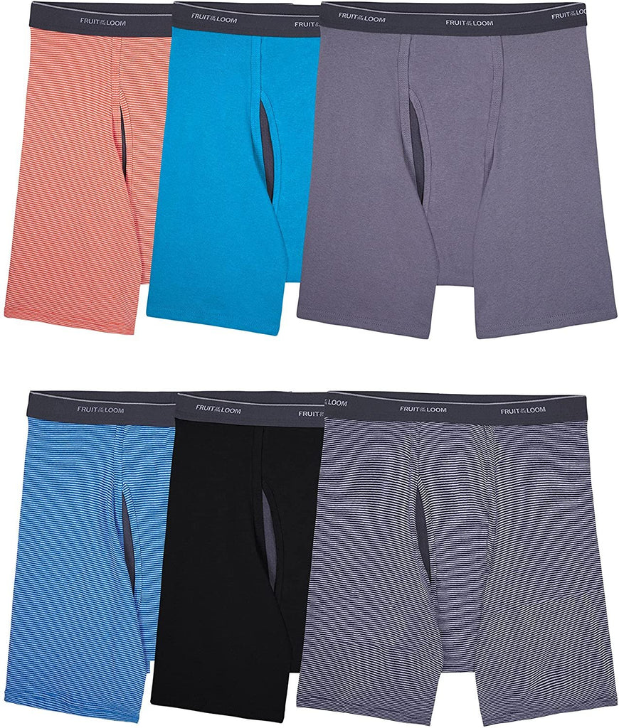 Fruit of the Loom Men's Coolzone Boxer Briefs (Assorted Colors), 6 Pack - Stripe/Solid, XX-Large
