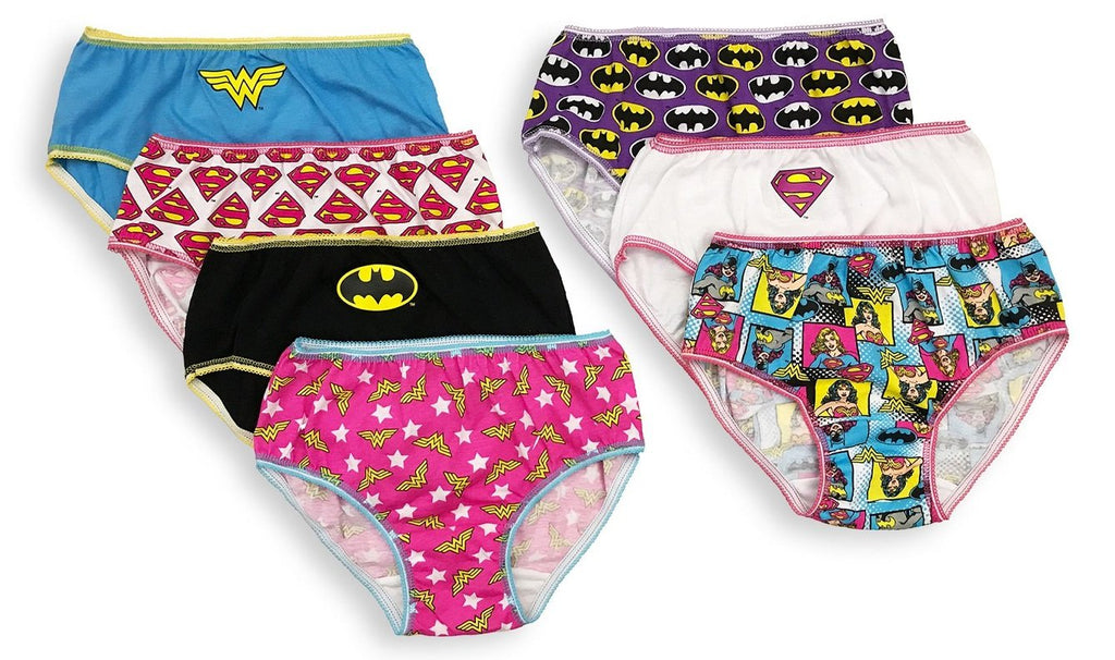 DC Comics Justice League 7-Pack Girls Panties Underwear Wonderwoman Supergirl Batgirl