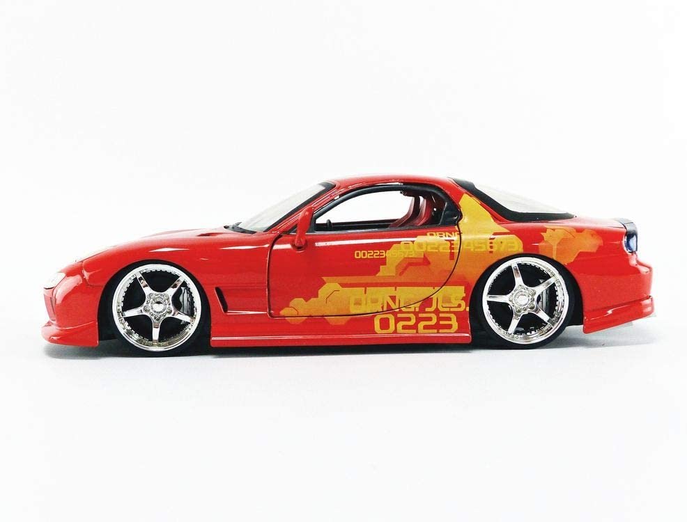 Jada Toys Fast & Furious 1:24 Orange JLS Mazda RX-7 Die-cast Car, Toys for Kids and Adults (30747)