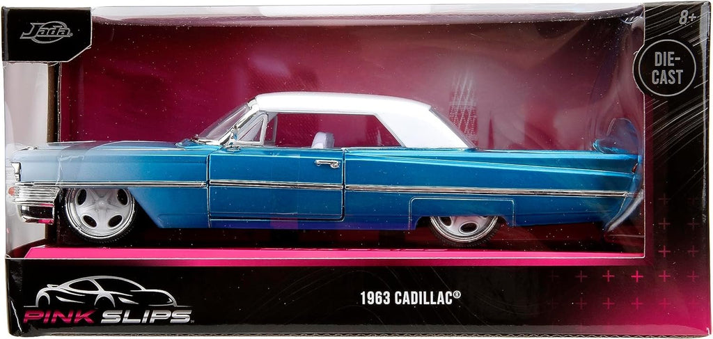 Pink Slips 1:24 1963 Cadillac Die-Cast Car, Toys for Kids and Adults(Candy Blue)
