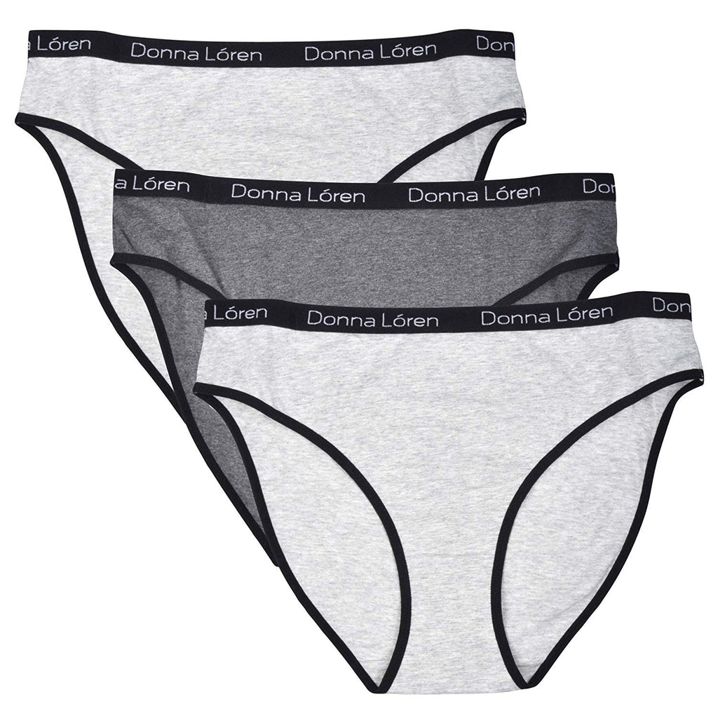 Donna L'oren Women's Hi-Cut Briefs 3-Pack Printed Waistband Panties S-XL