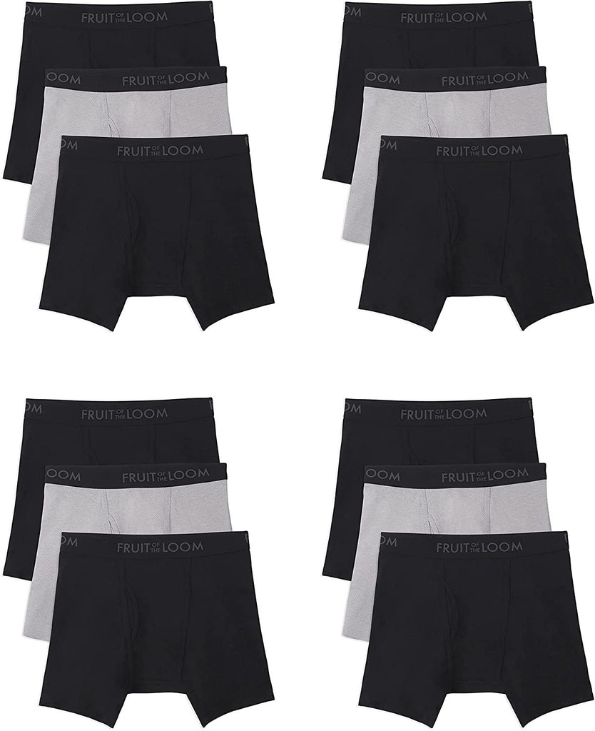 Fruit of the Loom Men's 12-Pack Boxer Briefs Micro-Mesh Breathable