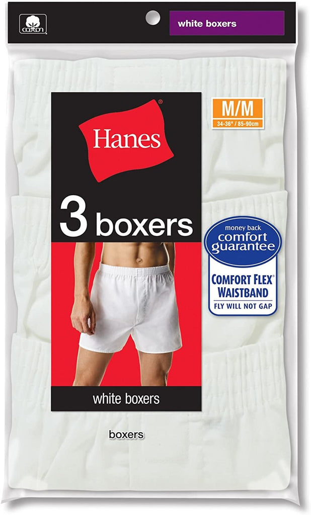 Hanes 436B Men's TAGLESS Full-Cut Boxer with Comfort Flex Waistband 3-Pack