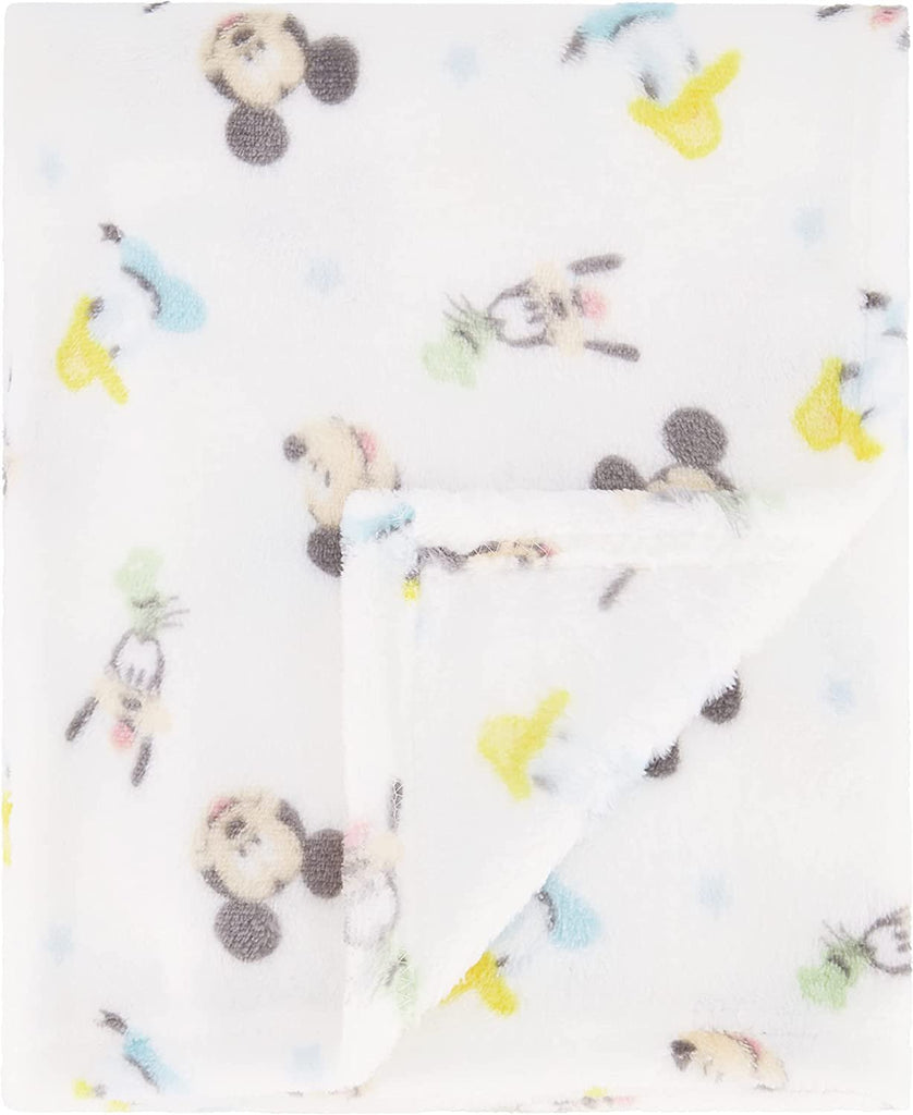 Disney Baby Mickey Mouse Blanket and Neck Roll Pillow Set- Great Headrest Pillow for Travel, Children