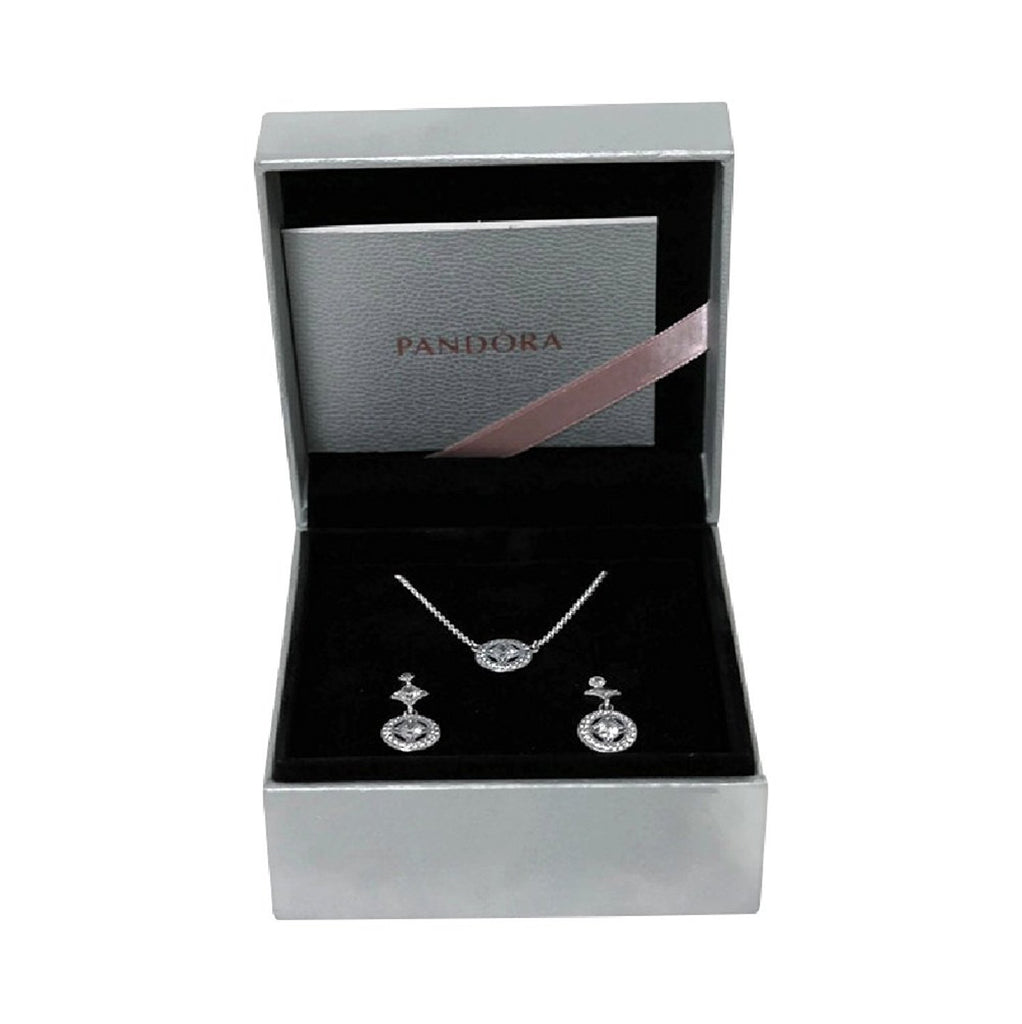 Pandora Vintage Allure Jewelry Gift Set, Necklace and Earrings, Clear CZ, 17.7 in, USB796700