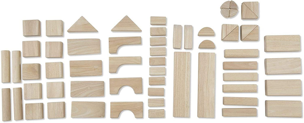 Melissa & Doug Standard Unit Solid-Wood Building Blocks With Wooden Storage Tray (60 pcs)