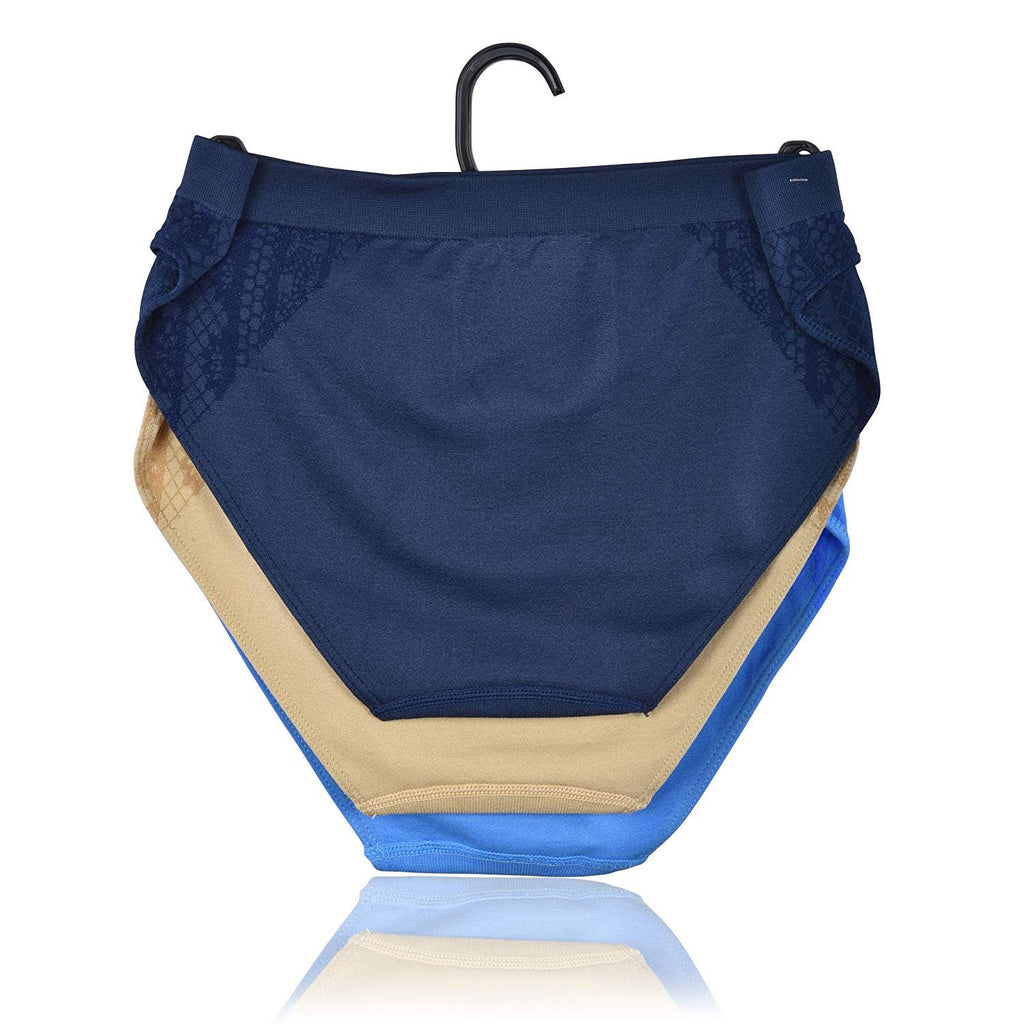 Elle Women's Seamless Bikini Panties Jacquard 3-Pack Polyester/Nylon/Spandex