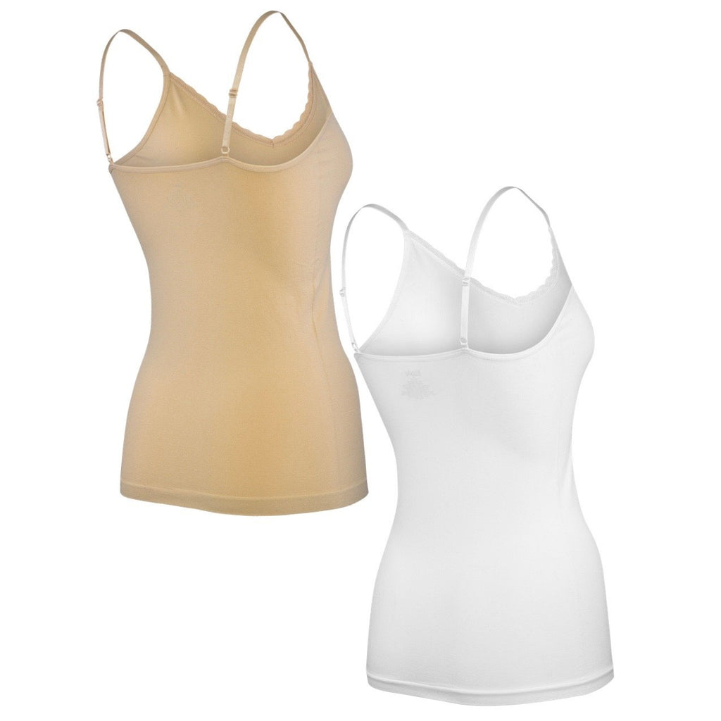 essie Women's Seamless Tank Cami Lace Trim Adjustable  2 or 4 Pack