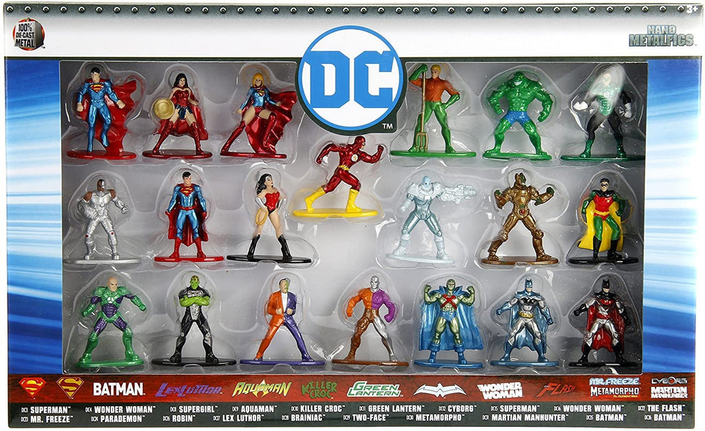 Jada Toys DC Comics 1.65" Die-cast Metal Collectible Figures 20-Pack Wave 1, Toys for Kids and Adults, Multi-Color (84409)