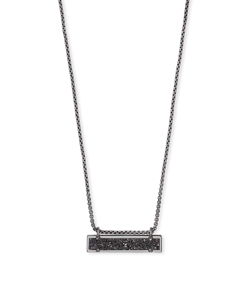 Kendra Scott Leanor Gunmetal Pendant Necklace in Black Drusy