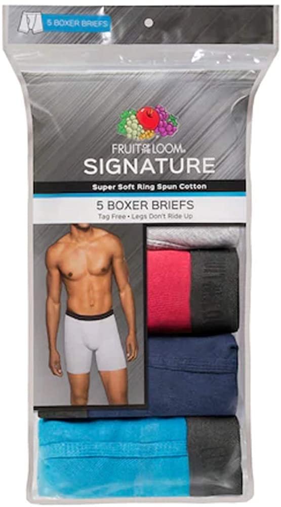 Fruit of the Loom Men's Boxer Briefs 5-Pack Signature/Regular Long Leg/Regular Leg S-2X