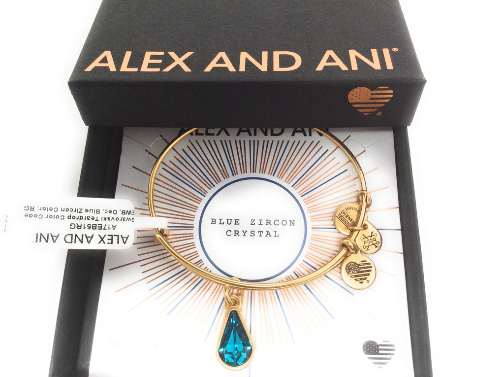 Alex and Ani Womens Swarovski Teardrop Color Code Bangle September/Rafaelian Gold/Sapphire
