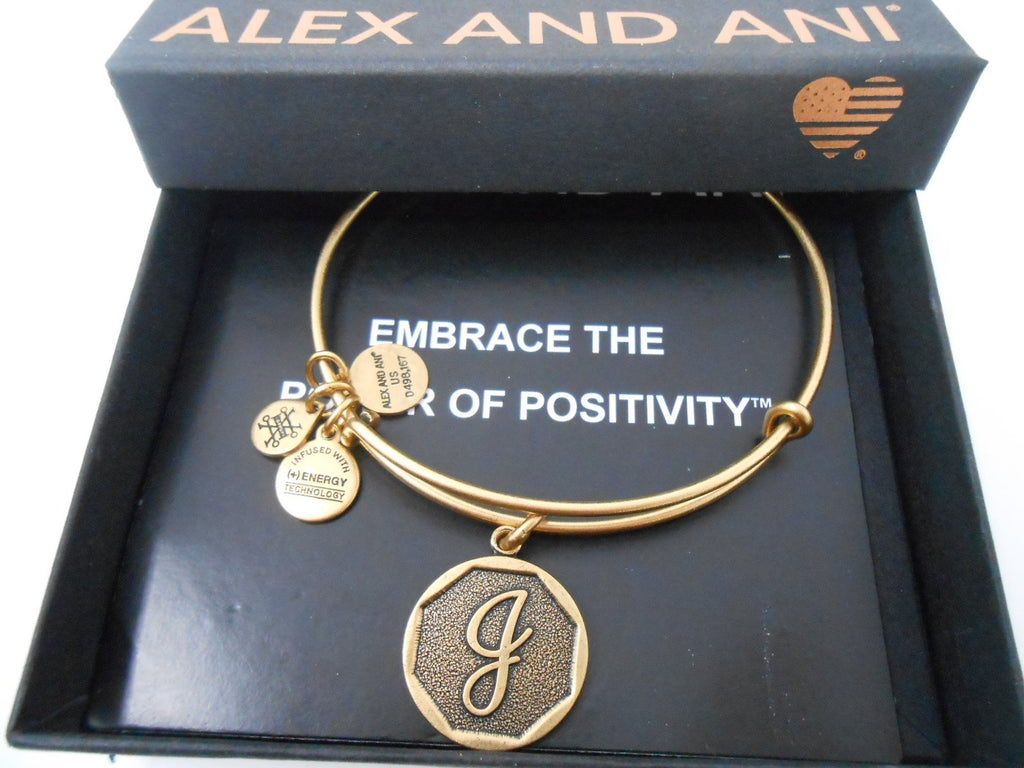 Alex and Ani INITIAL J Expandable Bracelet Rafaelian Gold NWTBC